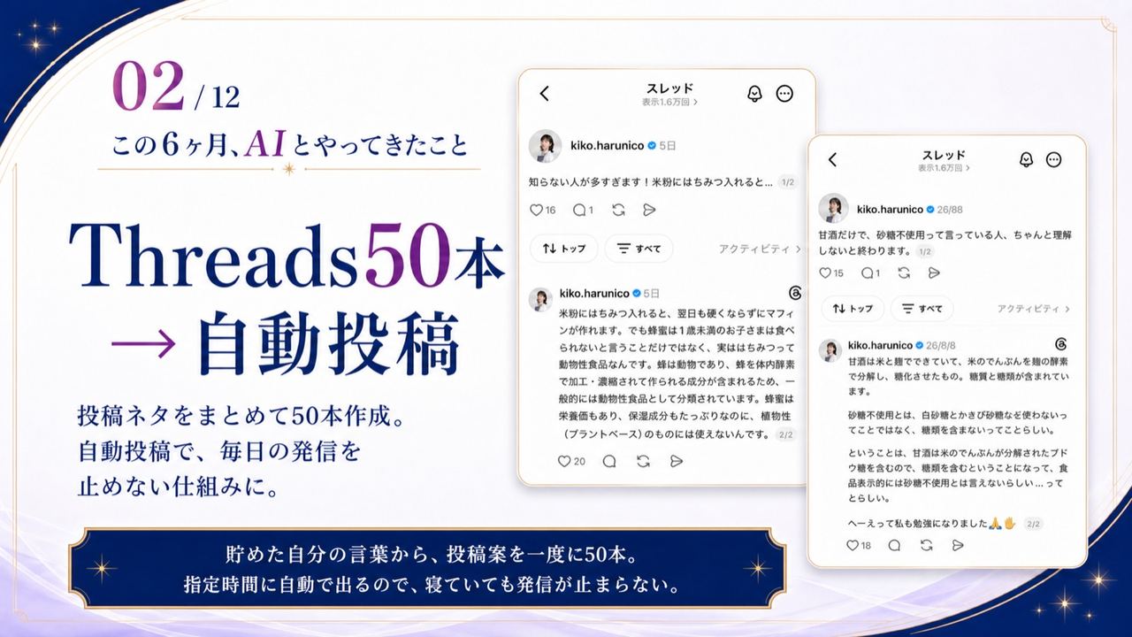 実績02|Threads50本→自動投稿